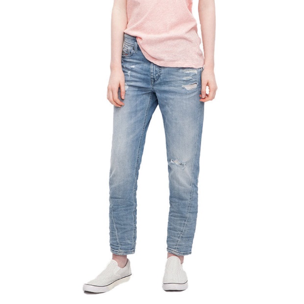 Diesel UK Women's Denim Jeans Reen Seam 0857F Regular Fit Straight Distressed Blue