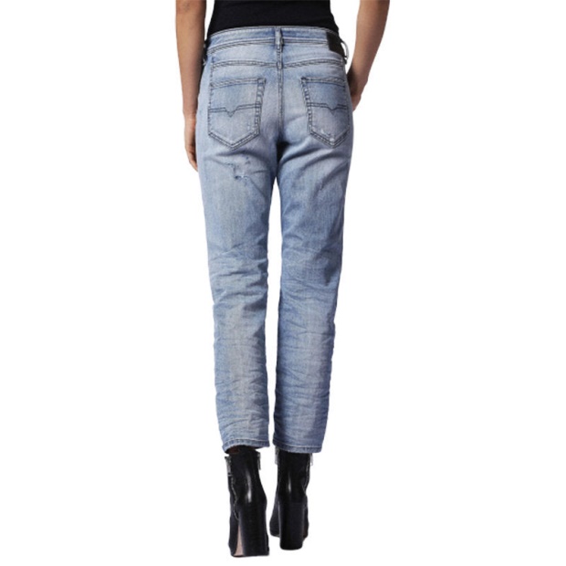 Diesel UK Women's Denim Jeans Reen Seam 0857F Regular Fit Straight Distressed Blue