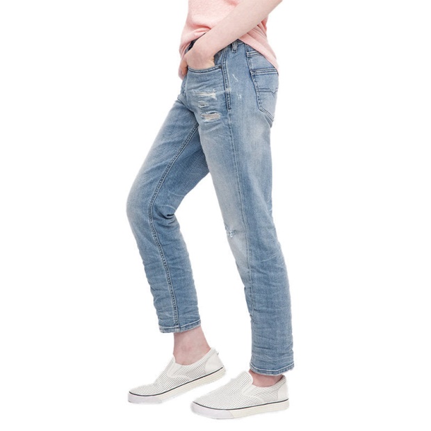Diesel UK Women's Denim Jeans Reen Seam 0857F Regular Fit Straight Distressed Blue