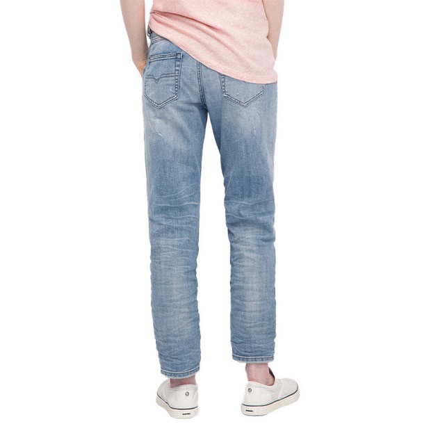 Diesel UK Women's Denim Jeans Reen Seam 0857F Regular Fit Straight Distressed Blue