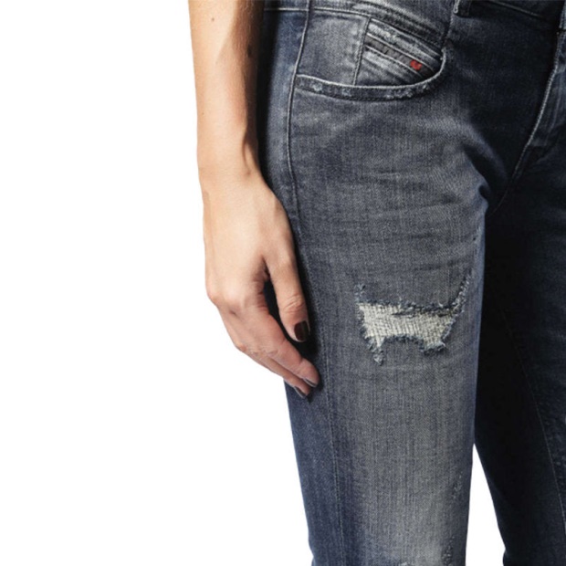 Belthy 0860K Women's Denim Jeans Regular Slim Dark Blue Zip Fly Diesel UK