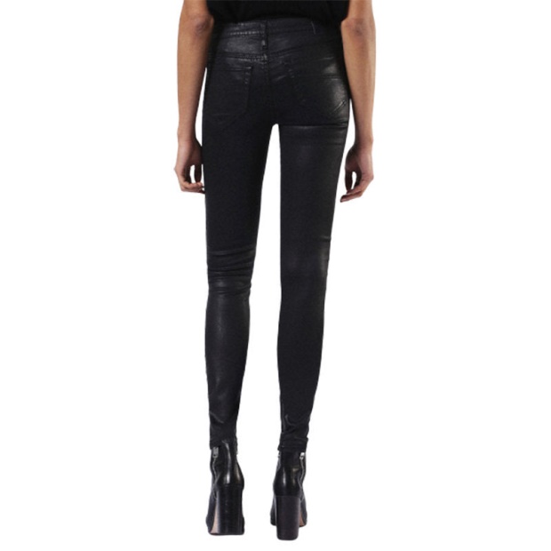 Diesel UK Skinzee 0662E Women's Denim Jeans Super Slim Skinny Zip Fly Shiny Black
