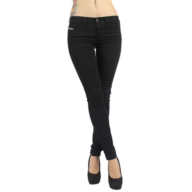 Diesel UK Skinzee Low 0813E Women's Denim Jeans Stretch Trouser Casual Black Pants