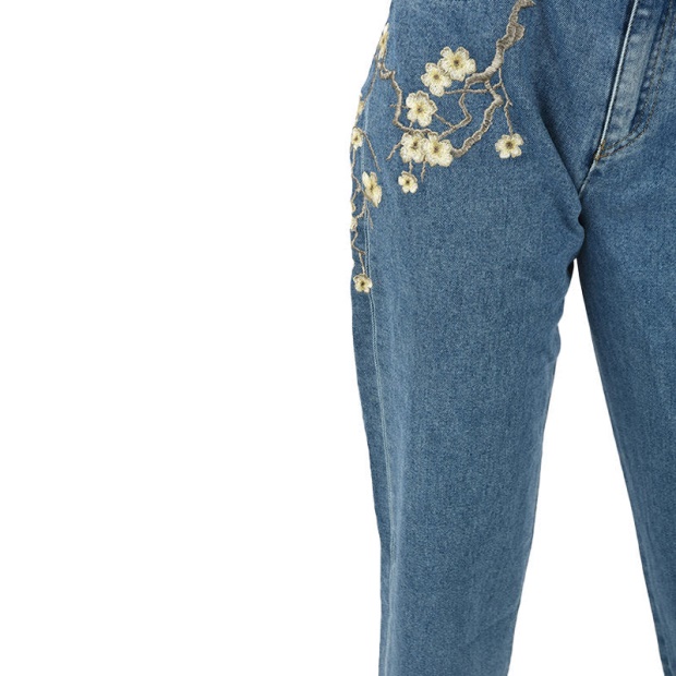 Diesel UK Black Gold Bg8Yq Women's Jeans Boyfriend Fit Casual Denim Embroidery Pants