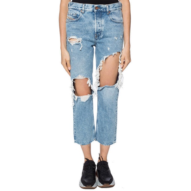 Diesel UK Aryel 0076N Women's Jeans Denim Regular Straight Regular Waist Fit Pants